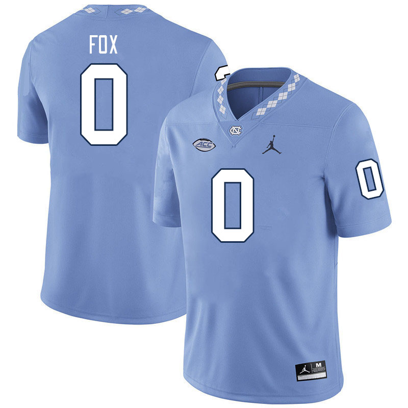 Men #0 Tomari Fox North Carolina Tar Heels College Football Jerseys Stitched Sale-Carolina Blue